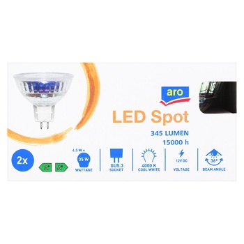 Aro MR16 4,5W 12V 4000K LED Spot 2pcs - buy, prices for METRO - photo 3