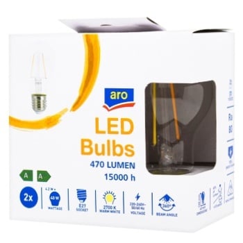 Aro A60 4.2W E27 2700K LED Bulb 2pcs - buy, prices for METRO - photo 1