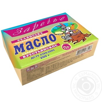 Масло Заречье Крестьянское 73% 200г - купить, цены на Чудо Маркет - фото 1