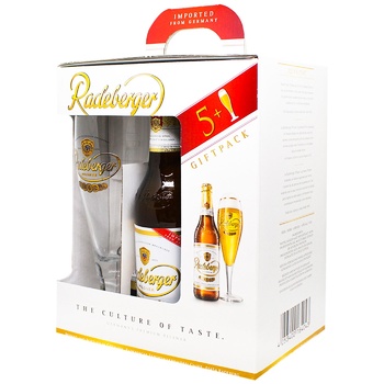 Пиво Radeberg 4,8% 5шт х 0,33л и бокал 0,2л - купить, цены на Auchan - фото 1