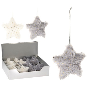 Fluffy Star Christmas Tree Decoration 40mm in assortment - buy, prices for METRO - photo 1