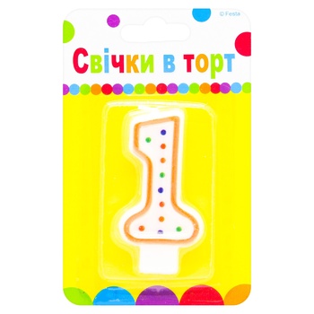 Свеча в торт Festa цифра 1 - купить, цены на Auchan - фото 1