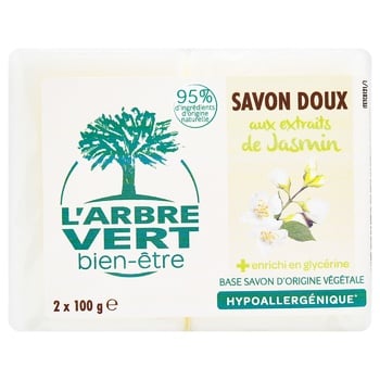 Мило L'Arbre Vert Savon Doux з екстрактом жасмину 100г х 2шт - купити, ціни на METRO - фото 1