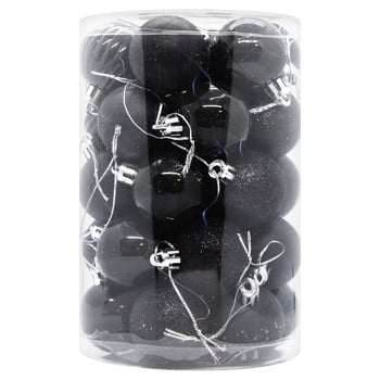 Black New Year's Ball 4cm 34pcs - buy, prices for ULTRAMARKET - photo 1