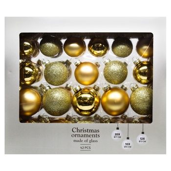 H&S Gold Christmas Ball 7cm 42pcs - buy, prices for - photo 2