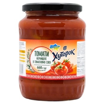 Hutorok Unpeeled Tomatoes in Tomato Juice 660g - buy, prices for Auchan - photo 1