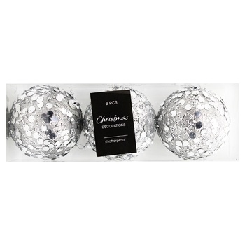 Christmas Silver Tree Ball 10cm 3 pcs - buy, prices for - photo 3