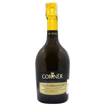 Вино ігристе Corner Valdobbiadene Prosecco DOCG екстрасухе біле 11% 0,75л - купити, ціни на METRO - фото 1