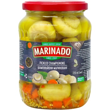 Marinado Marinated Whole Champignons 0.72l - buy, prices for MegaMarket - photo 1