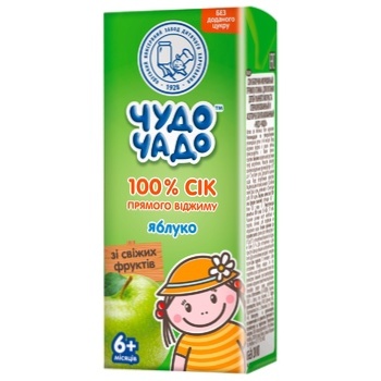 Сік яблучний прямого віджиму без цукру Чудо-Чадо від 6-ти місяців 200мл