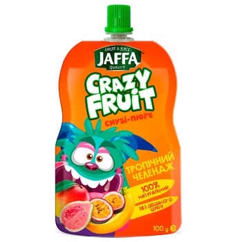 Смузі-пюре Jaffa Crazy Fruit Тропічний челендж Манго-банан-гуава-маракуйя 100мл