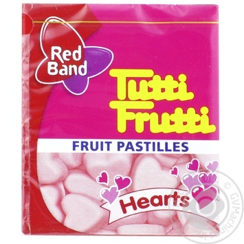 Цукерки жувальні Red Band Tutti-frutti Hearts 15г - купити, ціни на ULTRAMARKET - фото 1