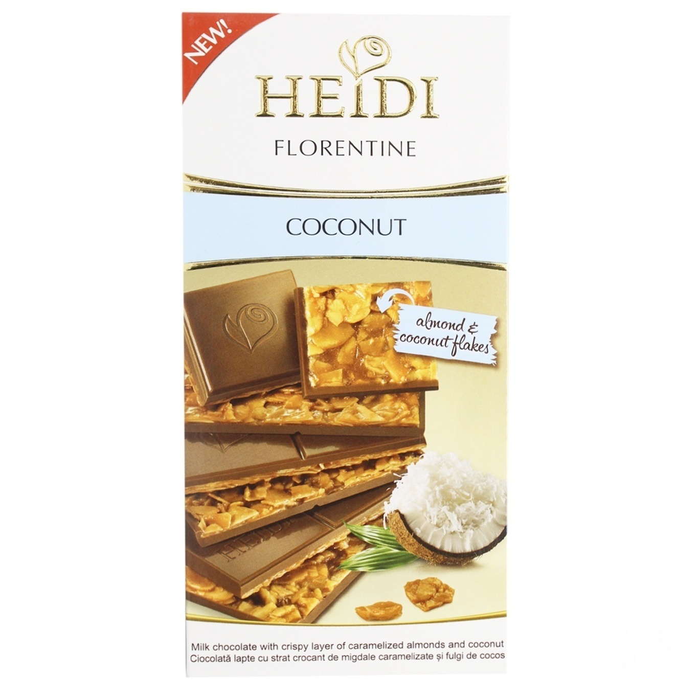 

Шоколад молочный Heidi Florentine с карамелизированным миндалем и кокосом 100г