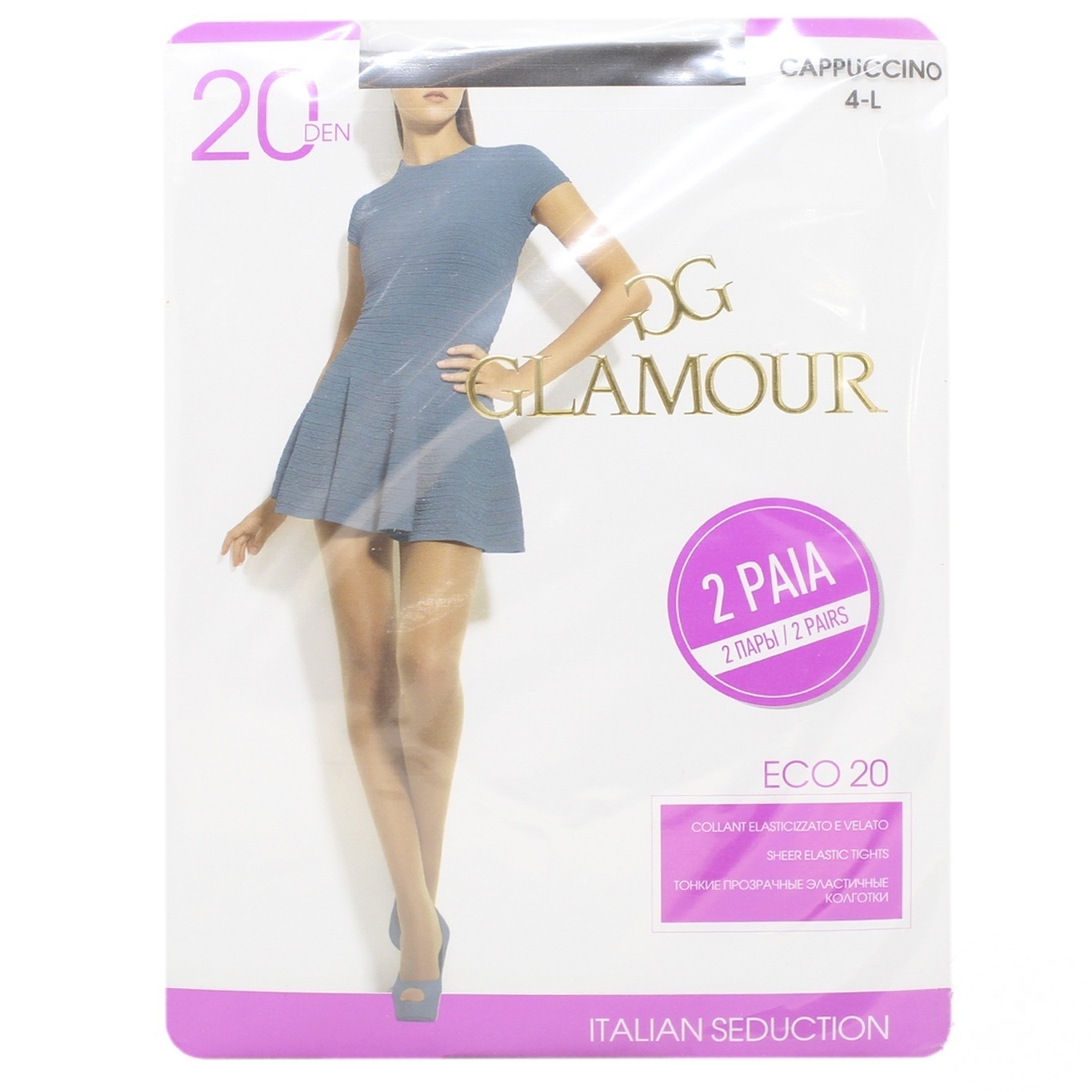 

Колготы женские Glamour Eco Bipack 20 ден р.4 cappuccino
