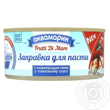 Заправка для пасти Аквамарин з морепродуктами у томатному соусі 185г - купити, ціни на МегаМаркет - фото 1