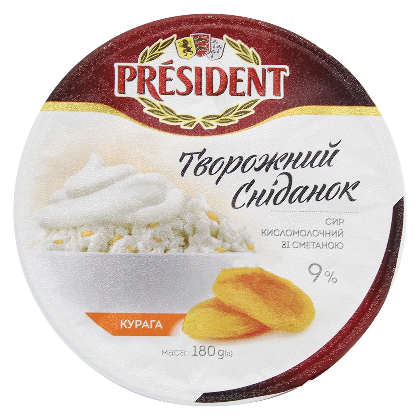 

Творог President Сметана-Курага 9% 180г