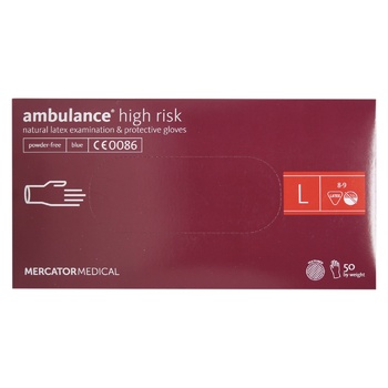 Перчатки Ambulance High Risk латексные L 50шт - купить, цены на МегаМаркет - фото 1