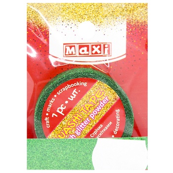 Maxi Decorative Tape with Sequins Green 15mm*3m - buy, prices for MegaMarket - photo 1