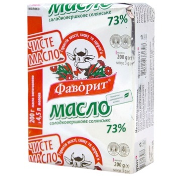 Масло Фаворит Селянське солодковершкове 73% 200г - купити, ціни на МегаМаркет - фото 1