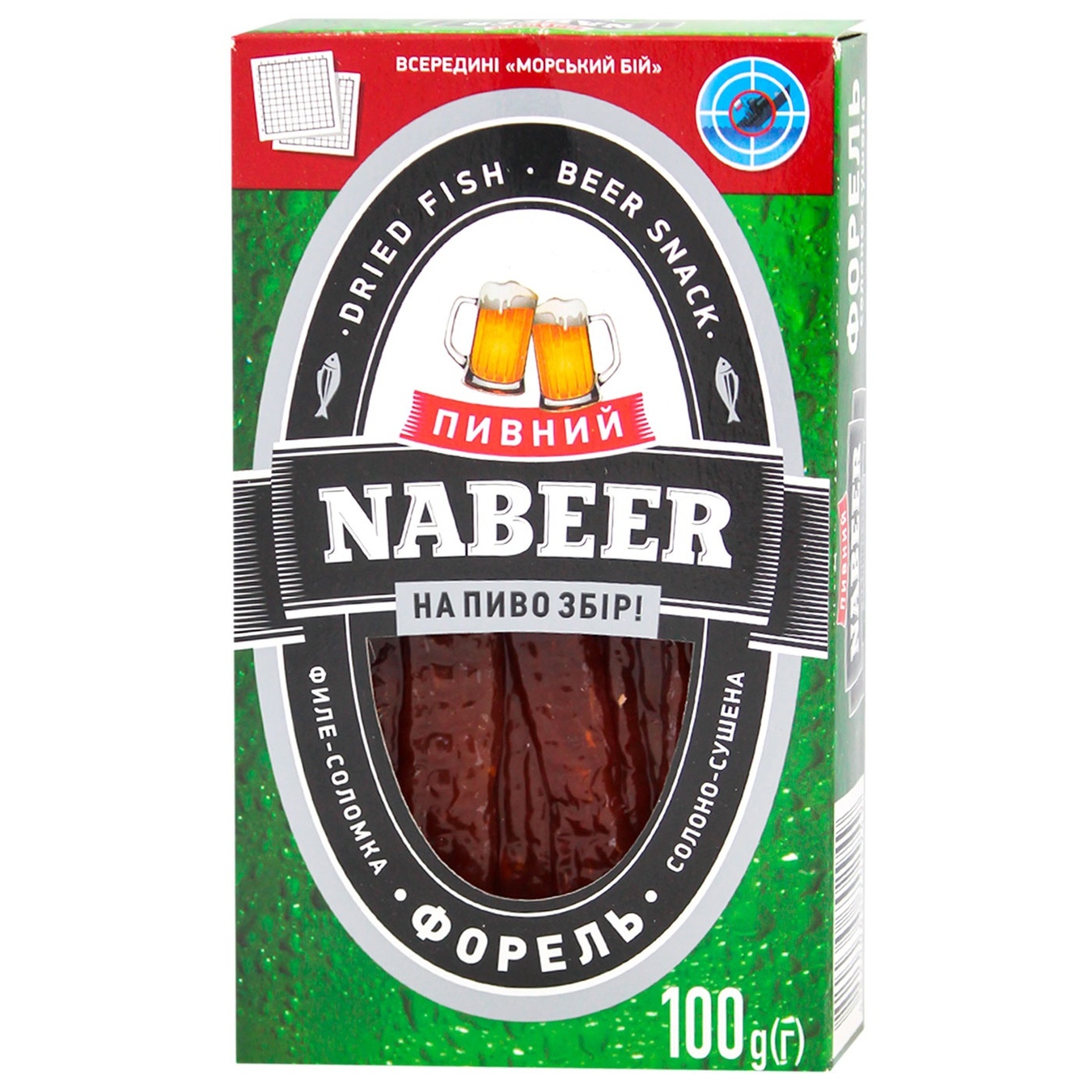 

Форель Пивной Nabeer филе-соломка солено-сушеная 100г