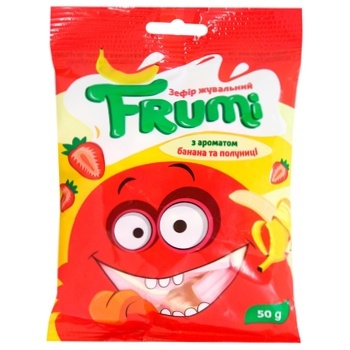 Зефир жевательный Frumi с ароматом банана и клубники 50г