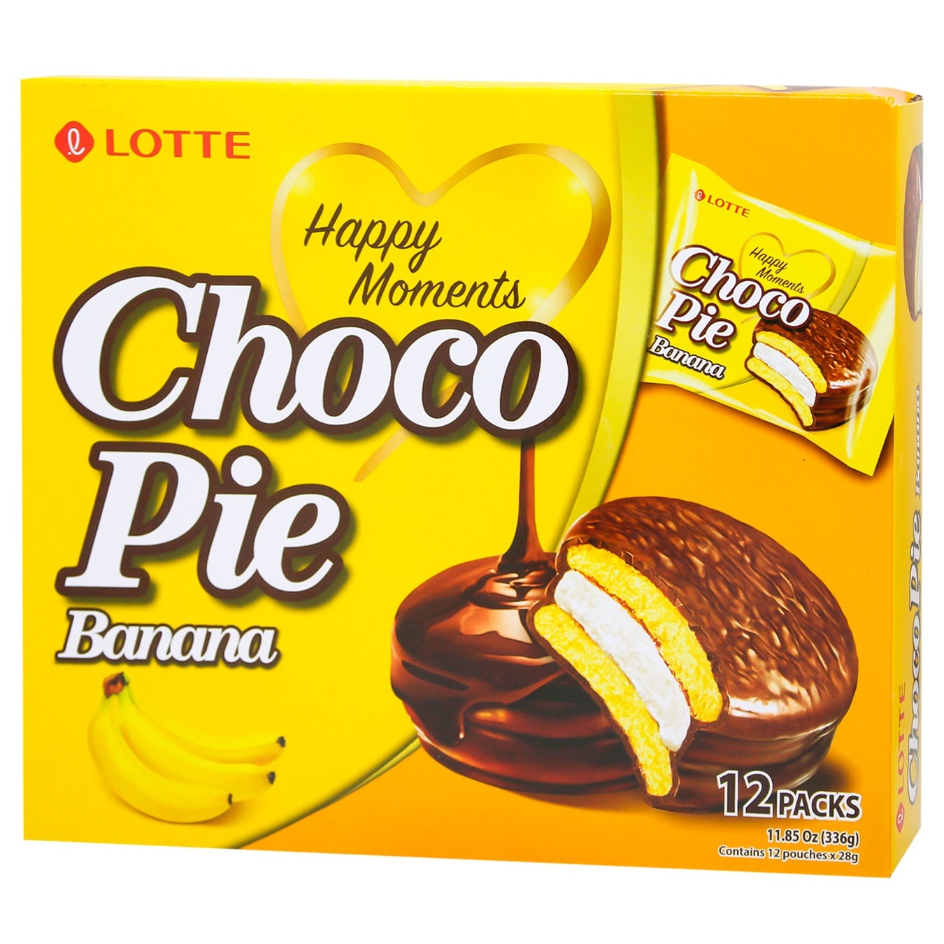 

Печенье бисквитное Lotte Choco Pie Банан прослоенное глазированное 12*28г 336г