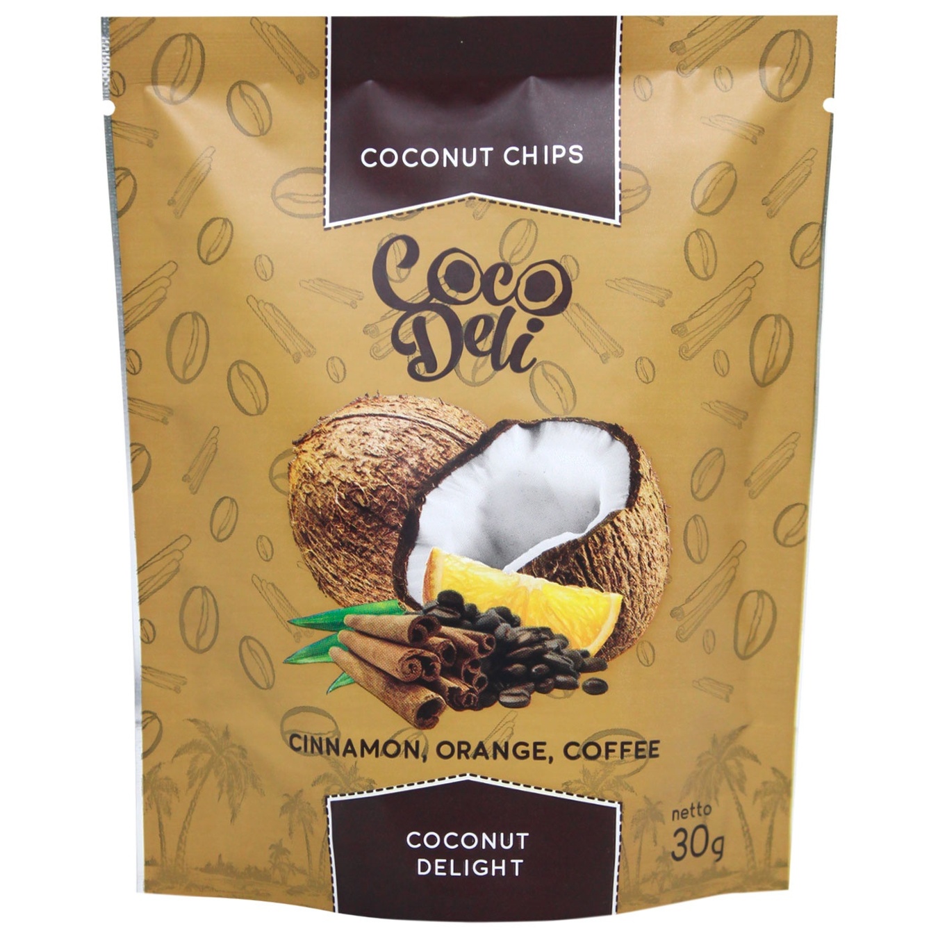 

Чипсы кокосовые Coco Deli сладкие с апельсином, корицей и кофе 30г