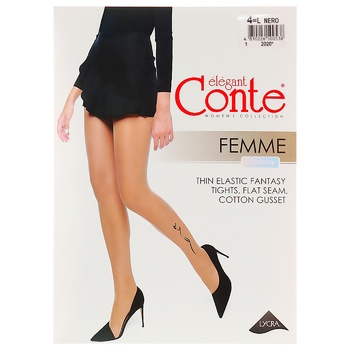 Колготи Conte Elegant жіночі Fantasy Femme р.4 Nero - купити, ціни на МегаМаркет - фото 1