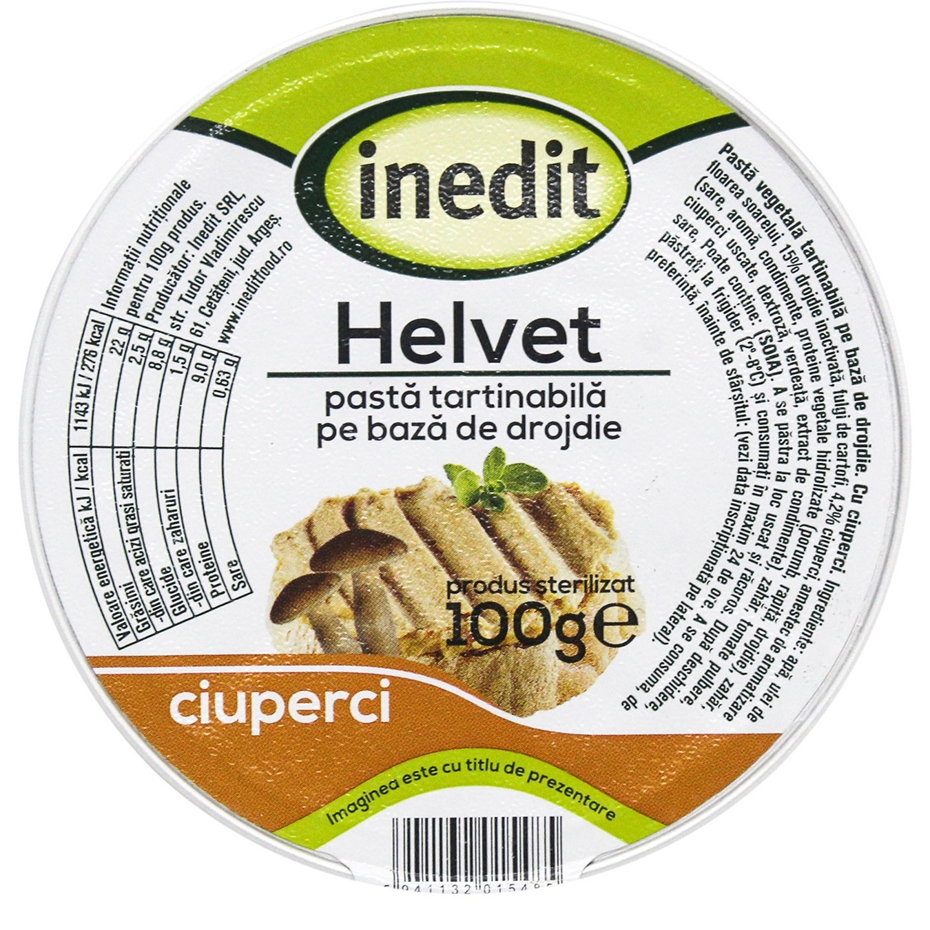 

Паштет Inedit Helvet вегетарианский с грибами 100г