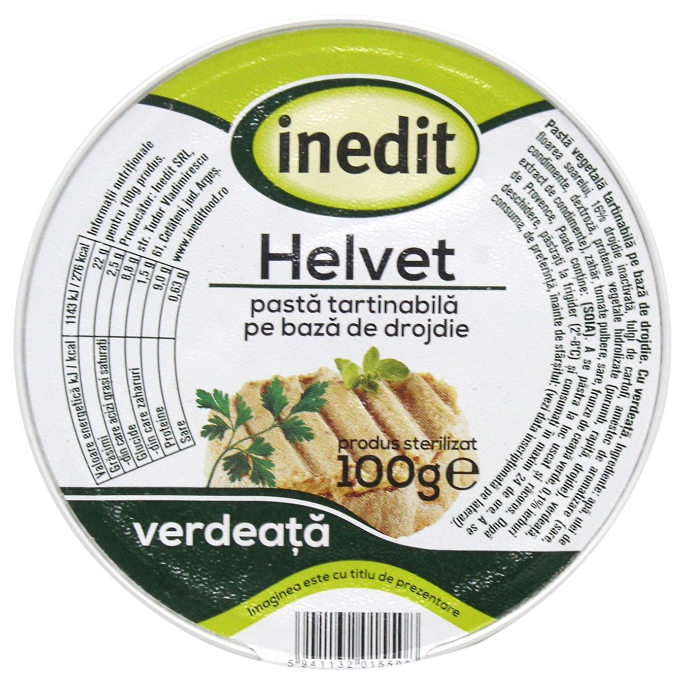 

Паштет Inedit Helvet вегетарианский с зеленью 100г