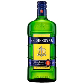 Ликерная настойка на травах Becherovka 38% 0,5л - купить, цены на Auchan - фото 1