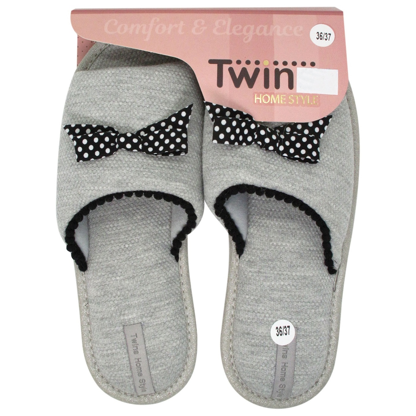 

Тапочки домашние Twins женские р.36-37 серый бант горох