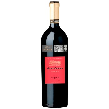 Вино 6-eme Generation Cruse Saint Emilion Reserve Bordeaux красное сухое 13% 0,75л - купить, цены на Auchan - фото 1