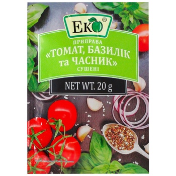 Приправа Еко Томат, базилік та часник сушені 20г - купити, ціни на ЕКО Маркет - фото 1