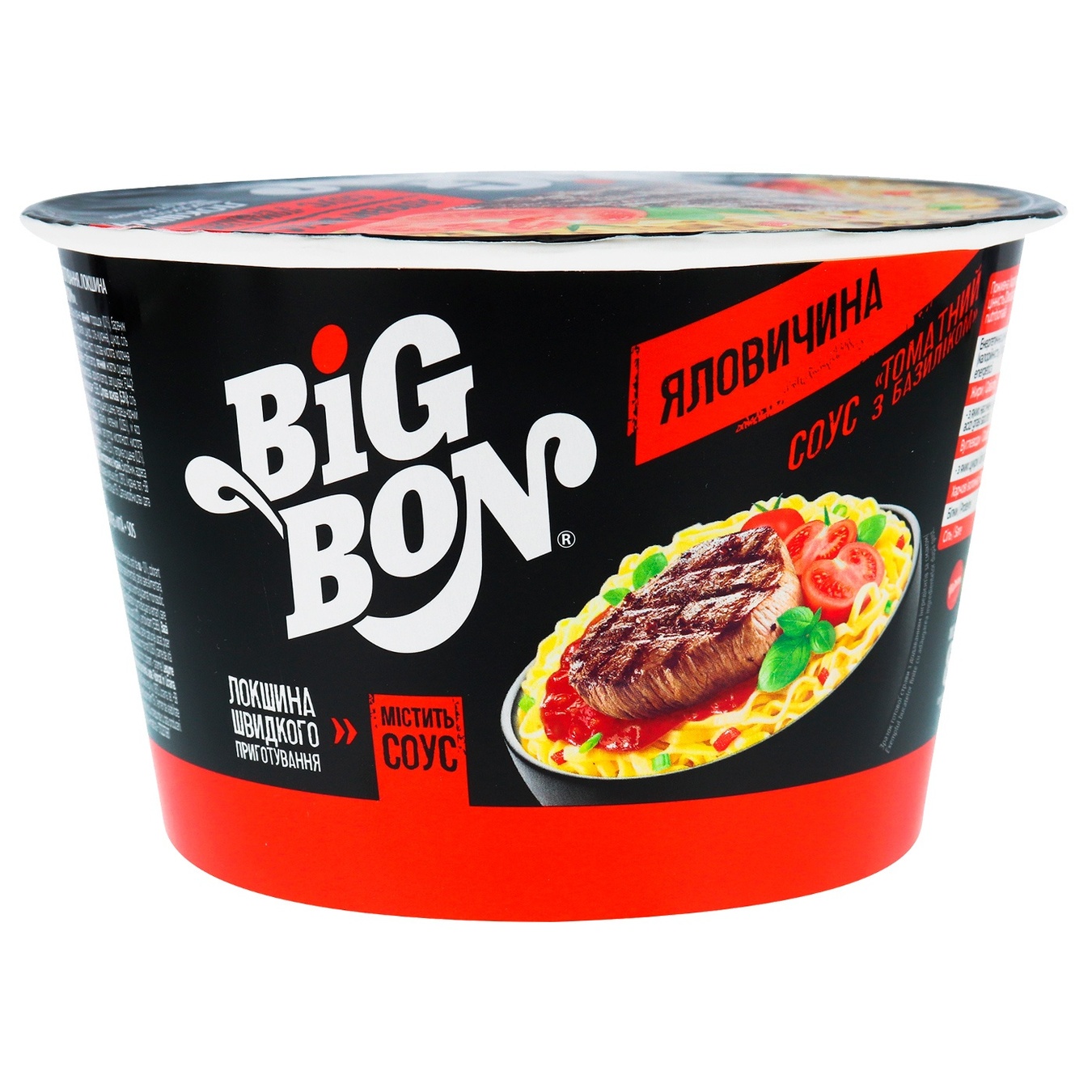 

Лапша Bigbon говядина + соус с базиликом 85г