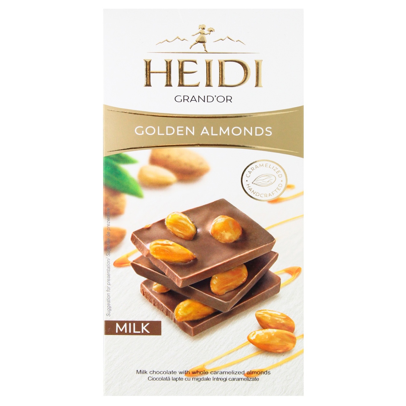 

Шоколад молочный Heidi Grand'or с цельным карамелизированным миндалем 100г
