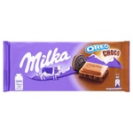 Шоколад молочный Milka с какао-начинкой и кусочками печенья Oreo 100г