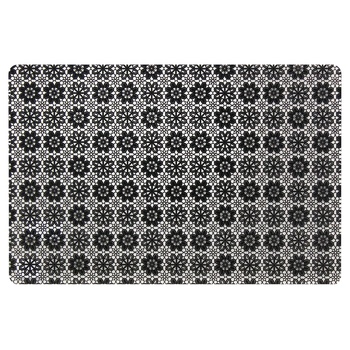 Zeller Flowers Mat Under the Plate Black Plastic 43.5x28.5cm