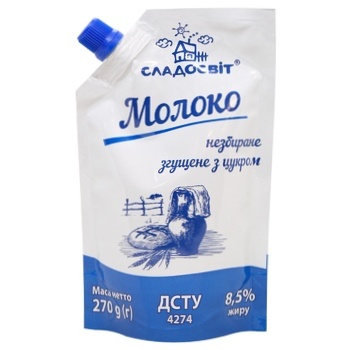 Молоко Сладосвіт згущене незбиране з цукром 8,5% 270г - купити, ціни на МегаМаркет - фото 1