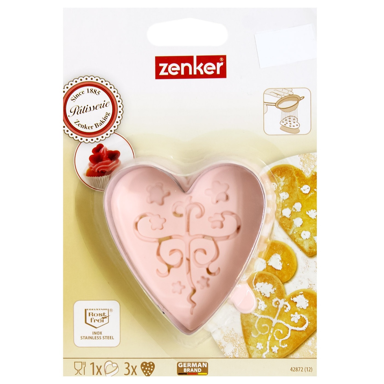 

Форма Zenker Сердце для вырезания с декораторами 3шт