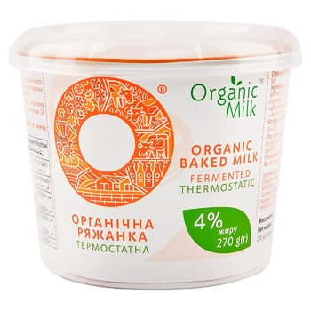 Ряжанка органічна термостатна Organic Milk 4% 270г - купити, ціни на ULTRAMARKET - фото 1