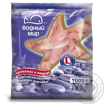 Vodnyi Mir Uncleaned Seafood Shrimp 1kg - buy, prices for NOVUS - photo 1