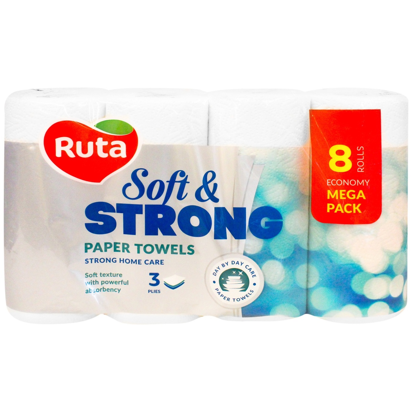 

Полотенца бумажные Рута Soft&Strong белые трехслойные 8шт