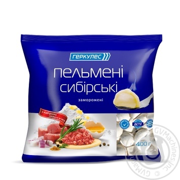 Meat dumplings Hercules Siberian with beef frozen 400g sachet - buy, prices for MegaMarket - photo 1