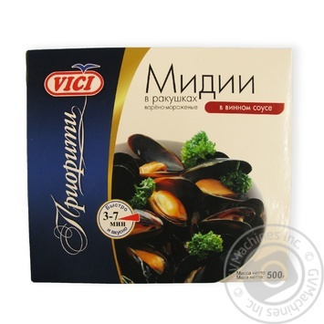 Мідії Vici у мушлях варено-морожені у винному соусі 500г купити, ціни на МегаМаркет - фото 1