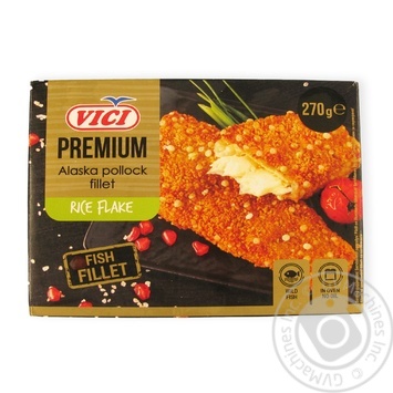 Порції рибні VICI з філе в паніровці з рисових пластівців 270г купити, ціни на МегаМаркет - фото 1