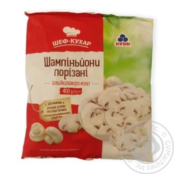 Шампиньоны Рудь порезанные быстрозамороженные 400г купить, цены на МегаМаркет - фото 1