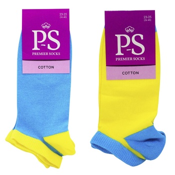 Шкарпетки Premier Socks жіночі короткі Патріотичні сині-жовті р.23-25 - купити, ціни на NOVUS - фото 1