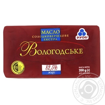 Масло Рудь Вологодское сладкосливочное экстра 82,5% 200г