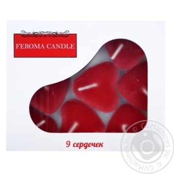 Свічки Feroma Candle сердечки чайні у коробці 9шт - купити, ціни на NOVUS - фото 1